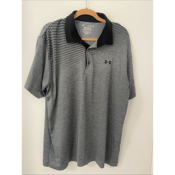Under Armour Other - Under Armour Men’s Grey Polo with Black Collar and Graphic Shoulder